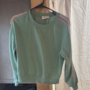 Olive & Oak Green Sweater with Rainbow Stripes